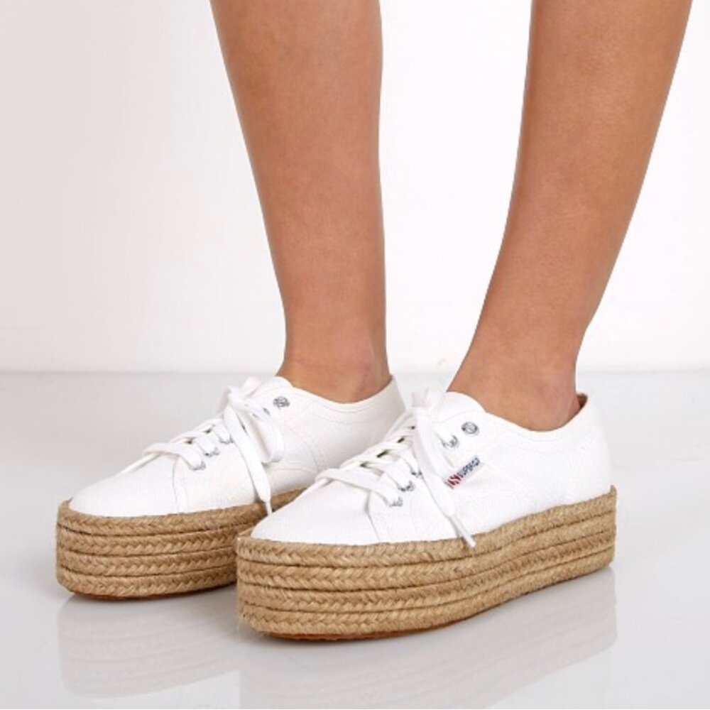 Superga Cotropew Espadrille Platform Sneakers Whi… - image 3